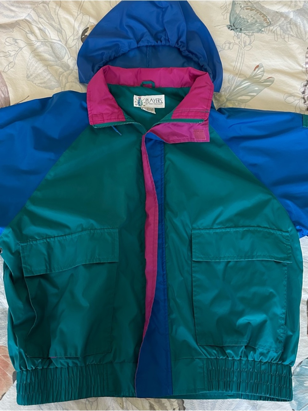 Vintage 90s Players by Van Heusen Colorblock Windbreaker Jacket Men's XL
